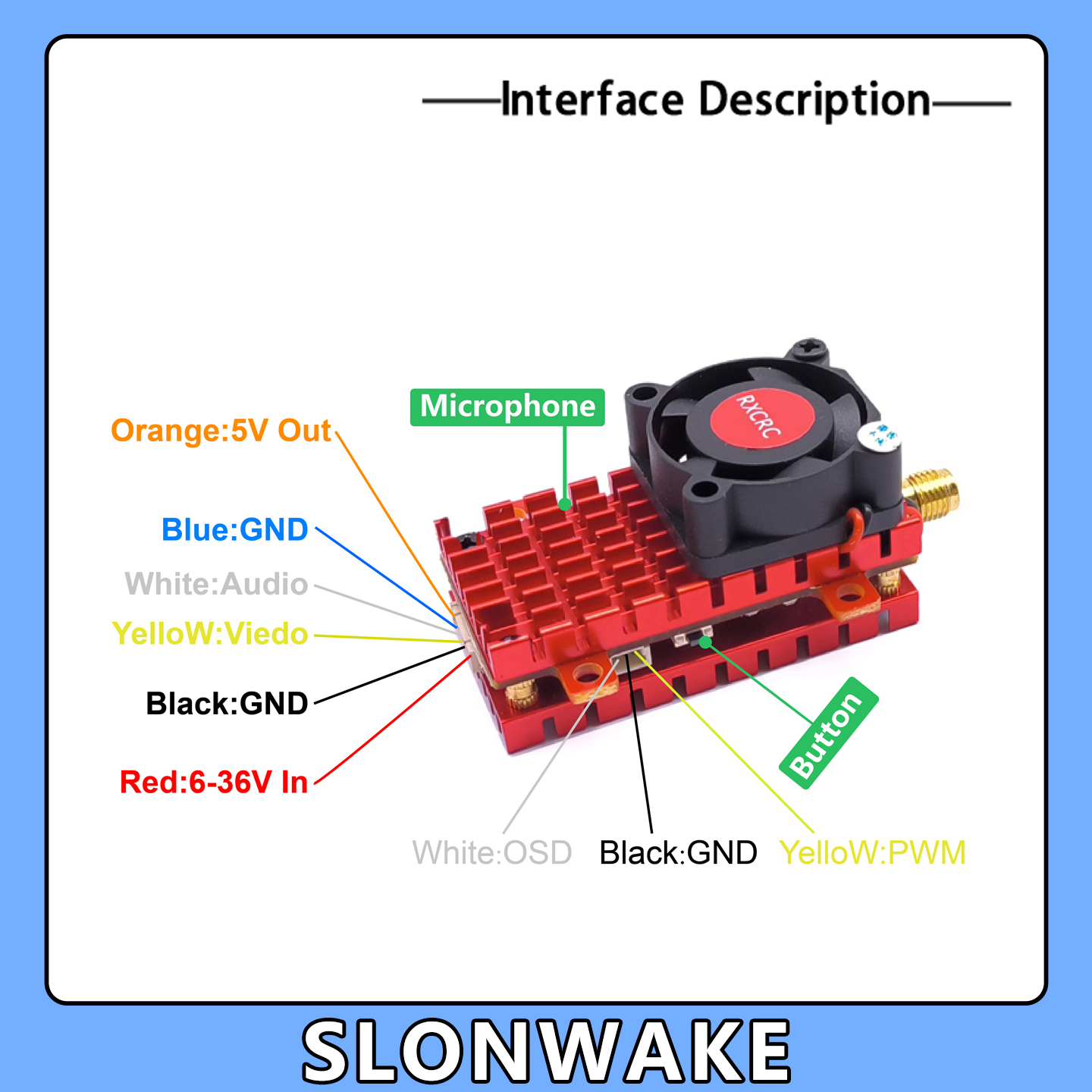 SLONWAKE 5.8G 2W VTX FPV 1800T - Drone Aerial Photography incelemesi ve fiyatı